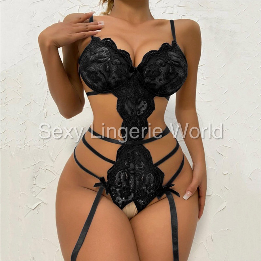 Lace Body Lingerie Crotchless Bodysuit Teddy Sexy Underwear Leotard Spicy Outfit
