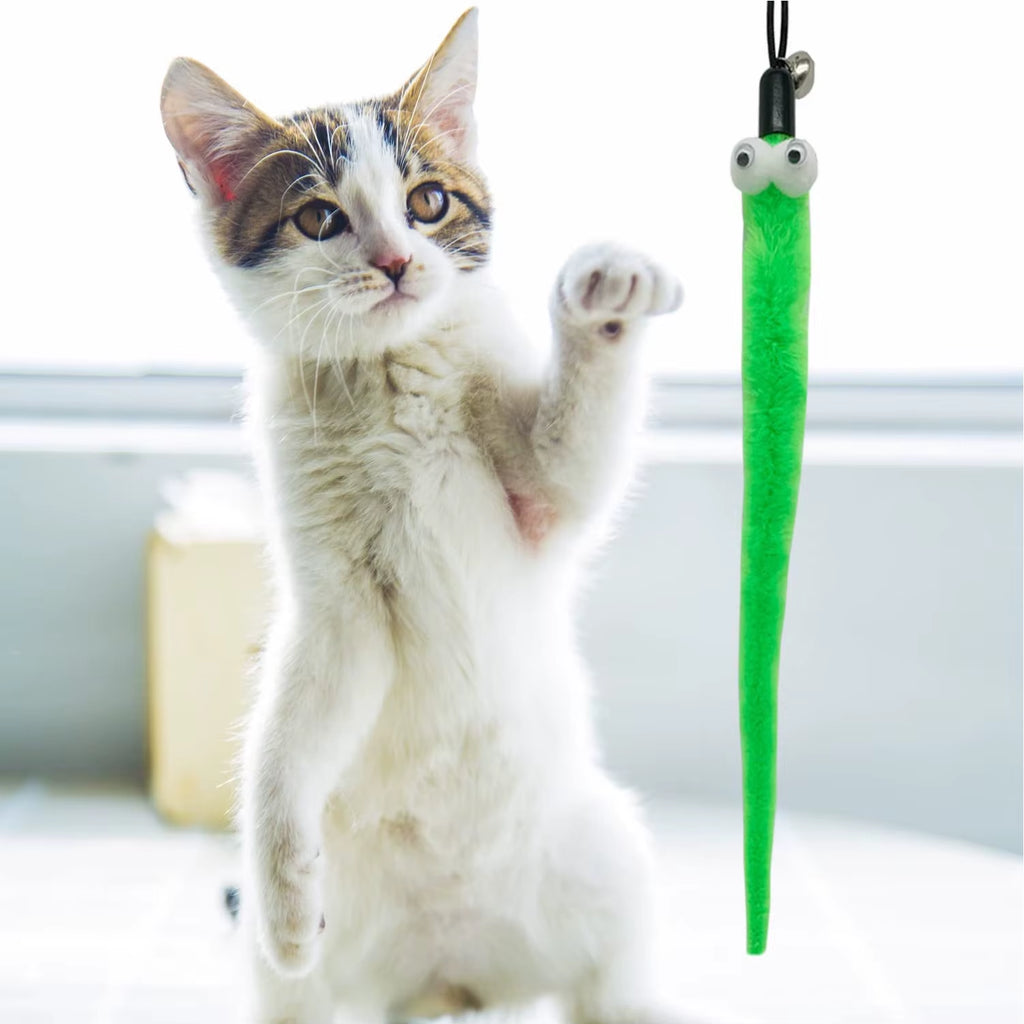 Cat Wand and Toy Feather Toy, Interactive Cat Toy, Fuzzy Wand and Feathers, Teaser Refills, 1 PC, 8 Pcs