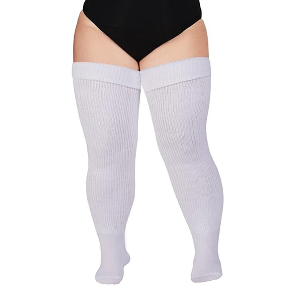 1Pair plus Size Thigh High Socks over the Knee Stockings Elastic Leg Warmer