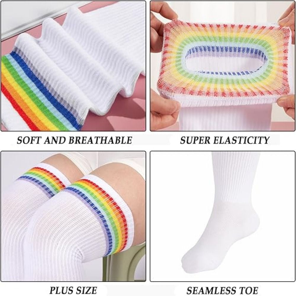 1Pair plus Size Thigh High Socks over the Knee Stockings Elastic Leg Warmer