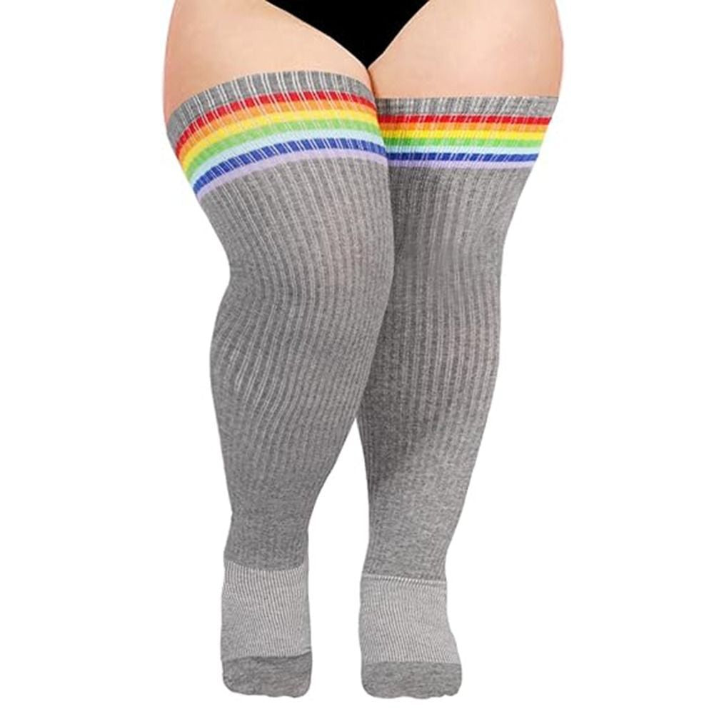 1Pair plus Size Thigh High Socks over the Knee Stockings Elastic Leg Warmer