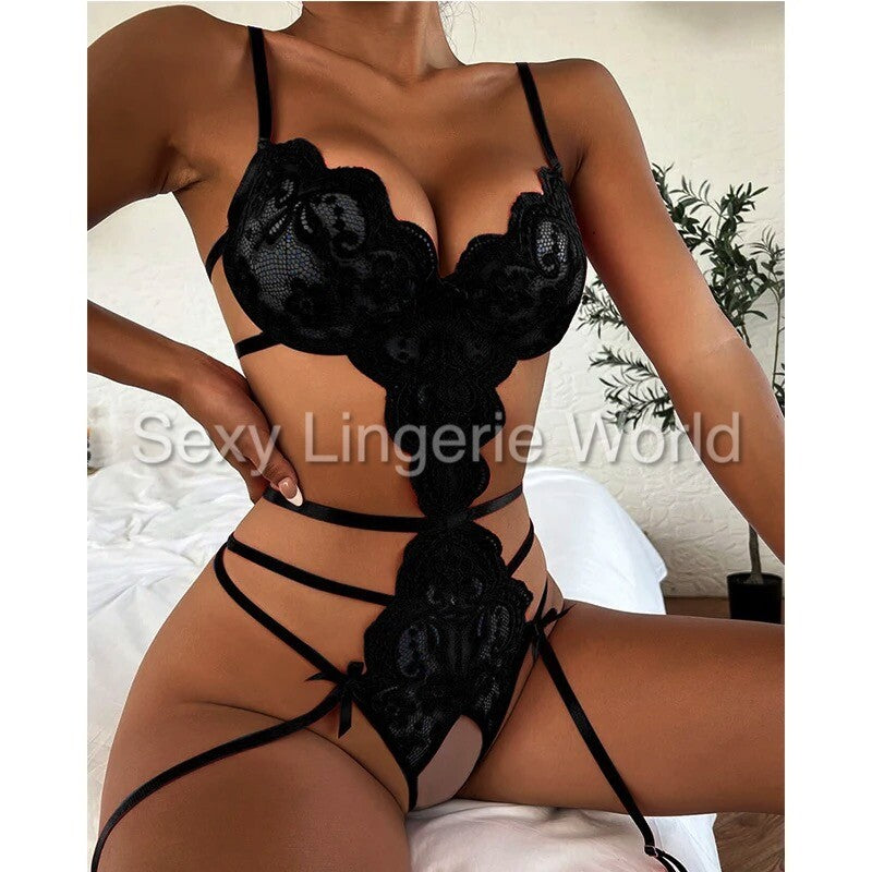 Lace Body Lingerie Crotchless Bodysuit Teddy Sexy Underwear Leotard Spicy Outfit
