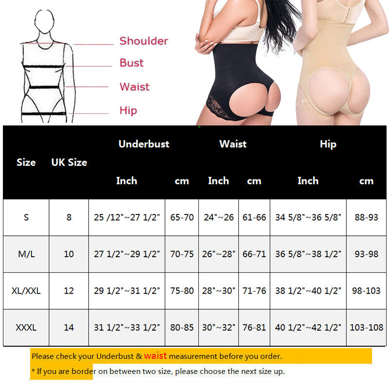 Women High Waist Butt Lifter Tummy Control Thong Pants Body Shaper Underwear