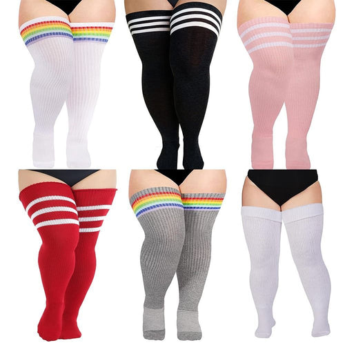 1Pair plus Size Thigh High Socks over the Knee Stockings Elastic Leg Warmer