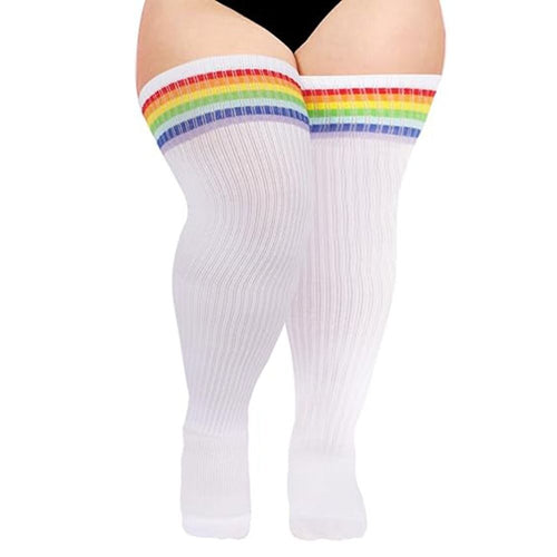 1Pair plus Size Thigh High Socks over the Knee Stockings Elastic Leg Warmer