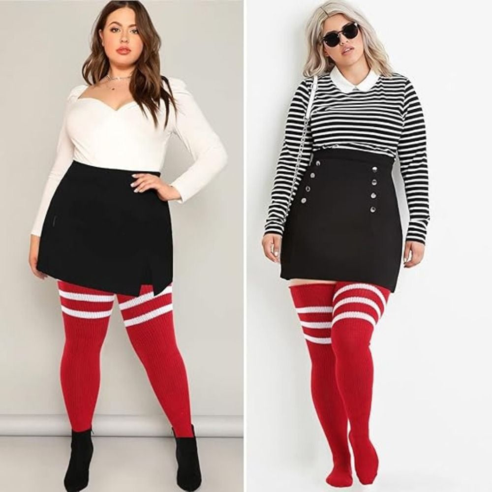 1Pair plus Size Thigh High Socks over the Knee Stockings Elastic Leg Warmer