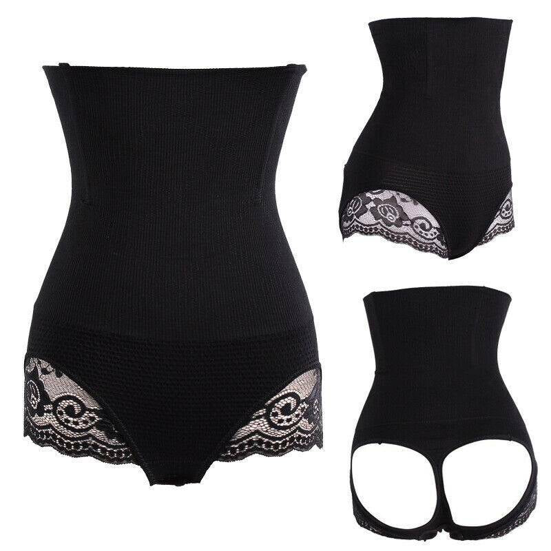 Women High Waist Butt Lifter Tummy Control Thong Pants Body Shaper Underwear