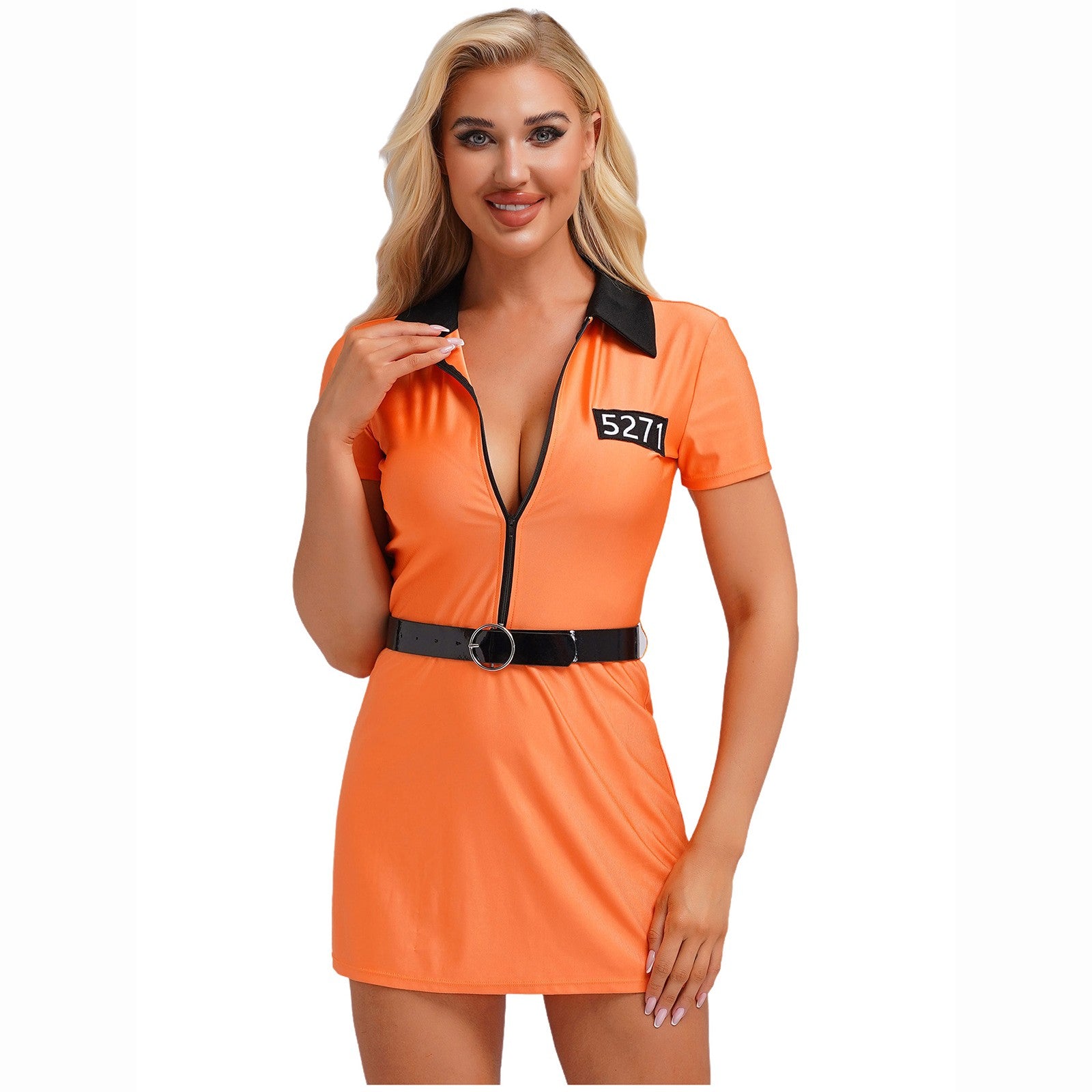 UK Women'S Prisoner Costumes Convict Dress Prison Halloween Cosplay Jail Uniform