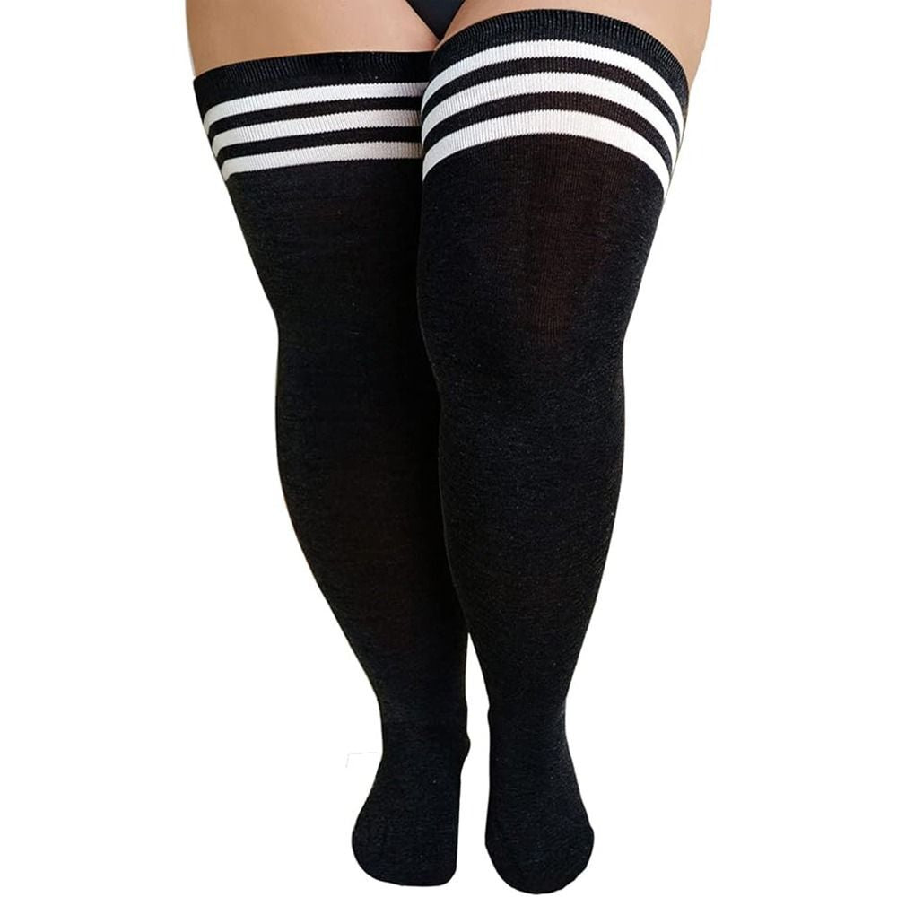 1Pair plus Size Thigh High Socks over the Knee Stockings Elastic Leg Warmer