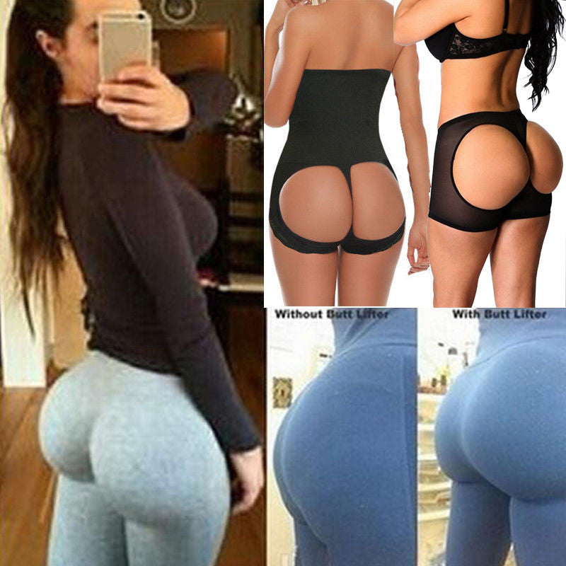 Women High Waist Butt Lifter Tummy Control Thong Pants Body Shaper Underwear