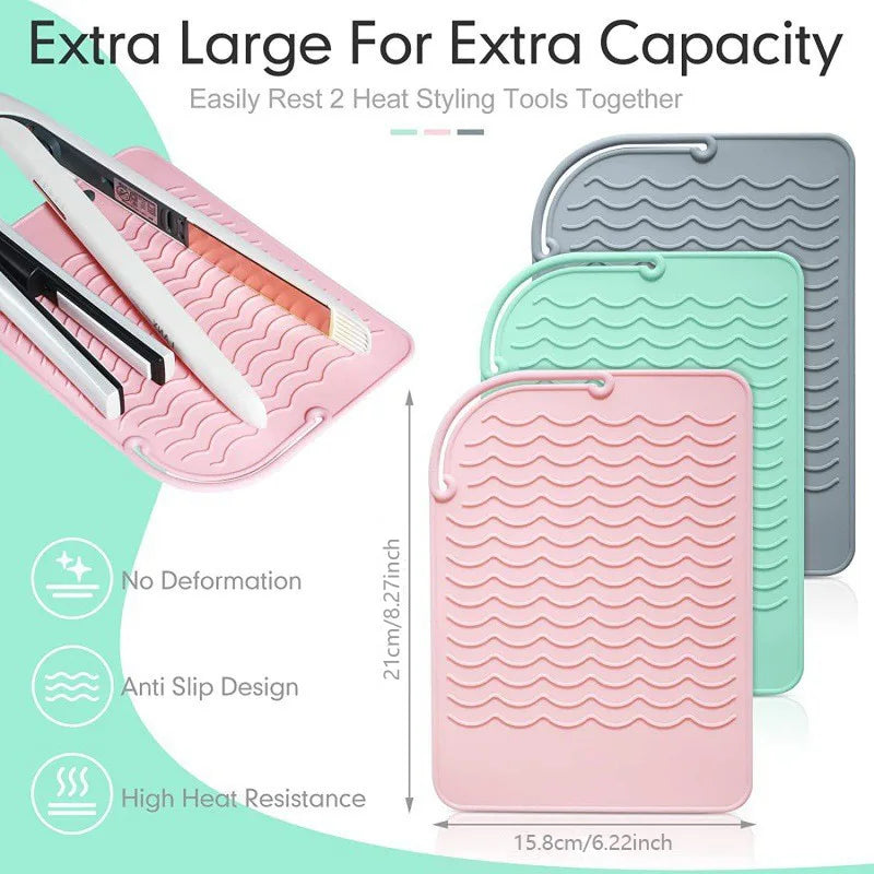 Portable Silicone Heat Resistant Mat Hair Straightener Curler Insulation Pad Non-Slip anti Heat Mat Hair Styling Tool for Travel