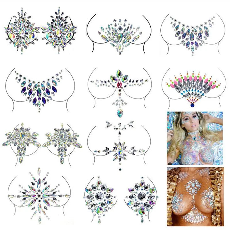 Nipple Cover Crystal Bra Stickers Adhesive Bra Breast Petal Pasties Breathable Bra Accessories Bra Pad Stickers Tattoo Sticker