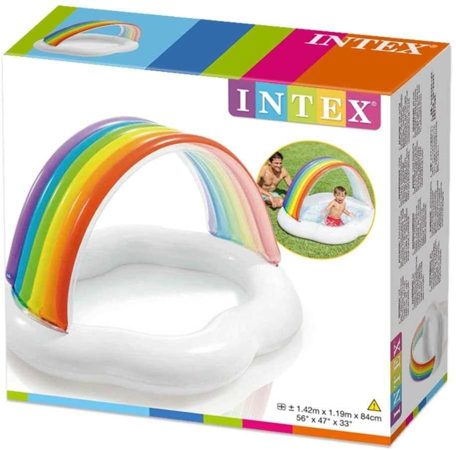 Kids Rainbow Spray Pool Garden Sprinkler Swimming Paddling Pool Canopy Sun Shade