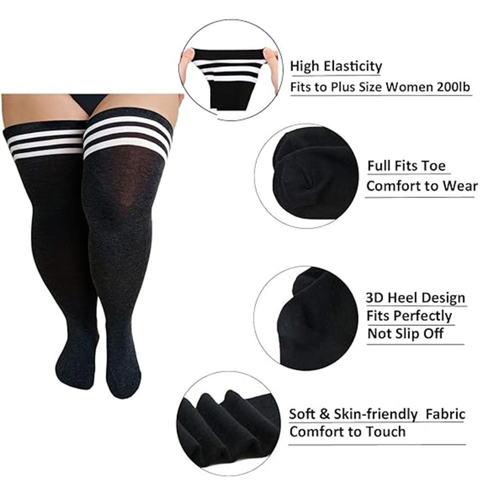 1Pair plus Size Thigh High Socks over the Knee Stockings Elastic Leg Warmer