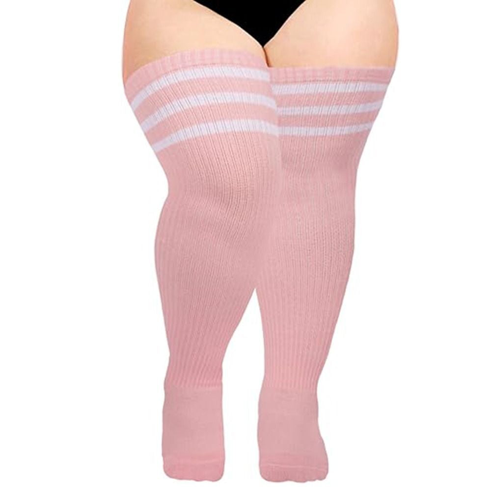 1Pair plus Size Thigh High Socks over the Knee Stockings Elastic Leg Warmer