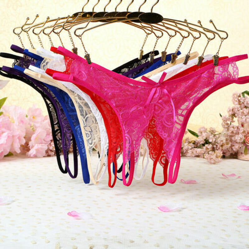 Floral Briefs Underwear Lingerie G-String Panties Thongs Lace Women'S Crotchles