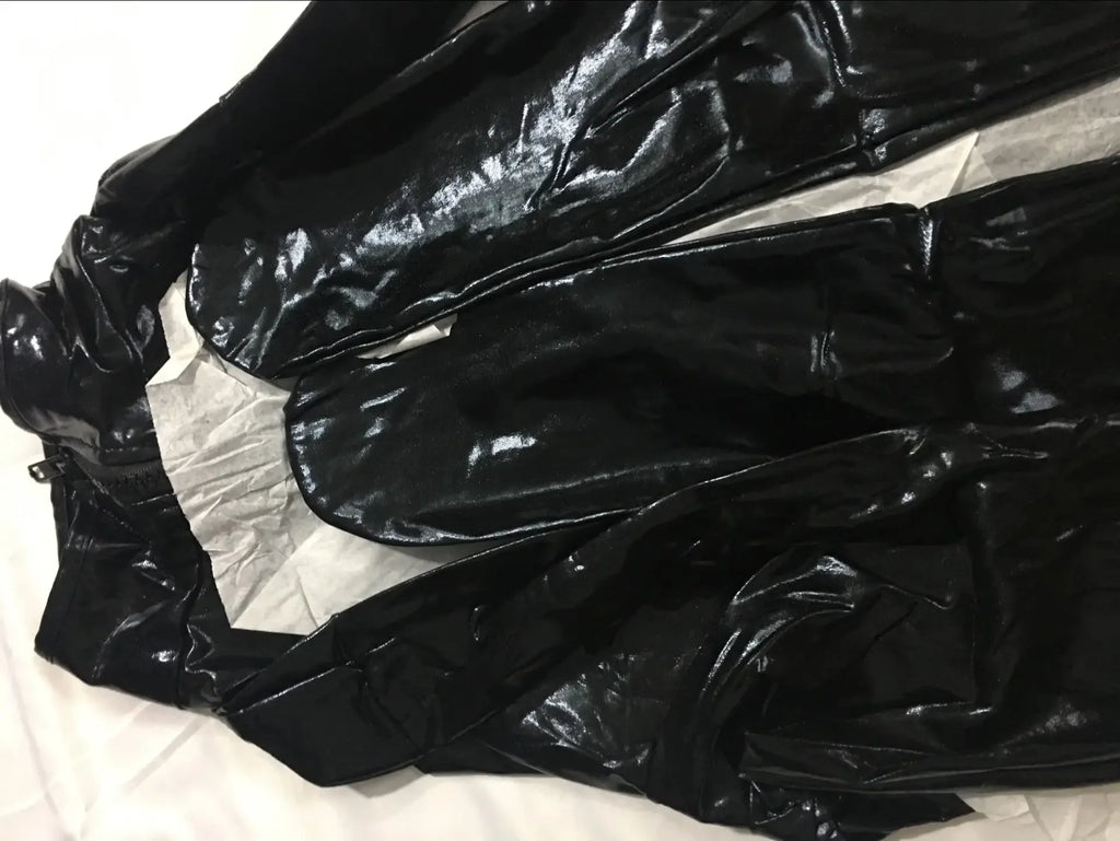 M-XXL Women 2Way Zipper Open Crotch Faux Leather Catsuit Clubwear DS Latex Cat Women with Gloves Fancy Costume Jumpsuit