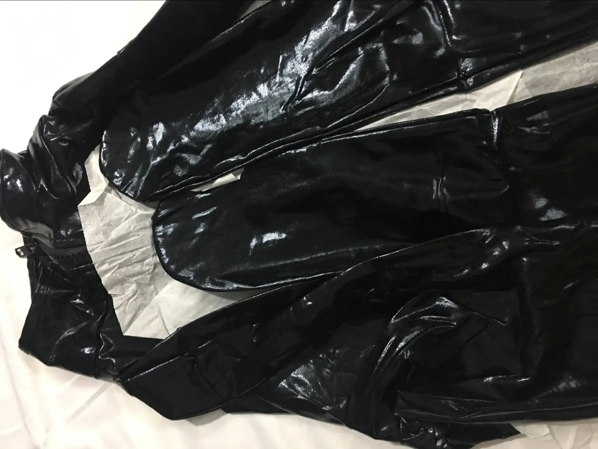 M-XXL Women 2Way Zipper Open Crotch Faux Leather Catsuit Clubwear DS Latex Cat Women with Gloves Fancy Costume Jumpsuit